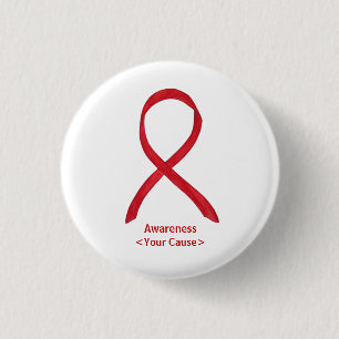 Red Awareness Ribbon Custom Art Pins