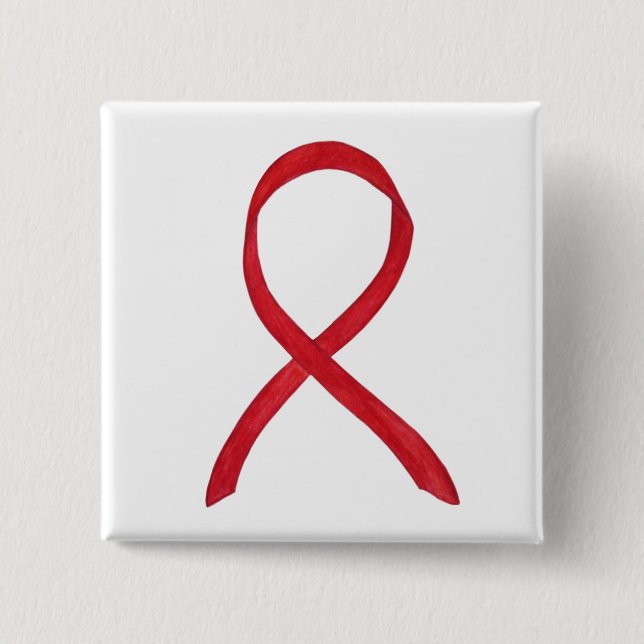 Red Awareness Ribbon Custom Art Pins (Front)