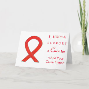 Red Awareness Ribbon Custom Cause Note Cards