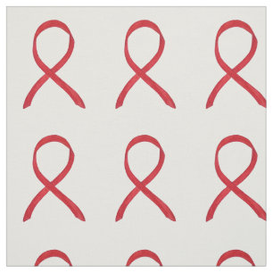 Red Awareness Ribbon  Fabric Art Custom Material