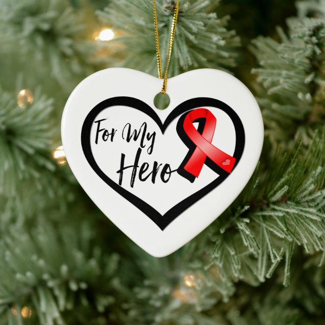 Red Awareness Ribbon For My Hero Ceramic Tree Decoration (Tree)