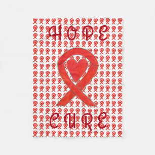 Red Awareness Ribbon Heart Blood Cancer Blankets