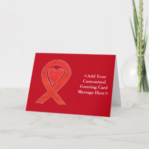 Red Awareness Ribbon Heart Custom Greeting Cards