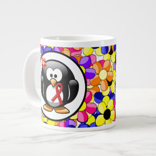 Red Awareness Ribbon Penguin Large Coffee Mug