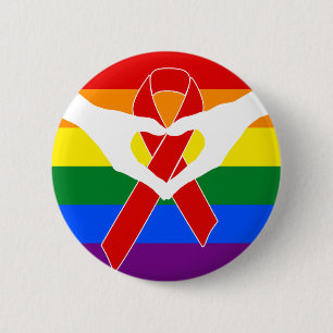 Red Awareness Ribbon + your message 6 Cm Round Badge