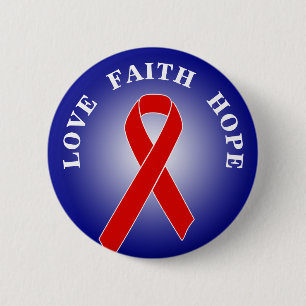 Red Awareness Ribbon + your message 6 Cm Round Badge