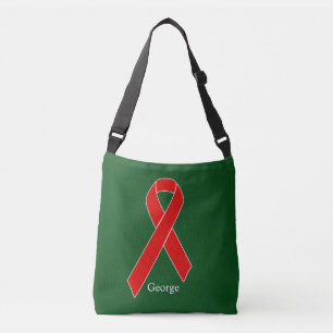 Red Awareness Ribbon + your message Crossbody Bag