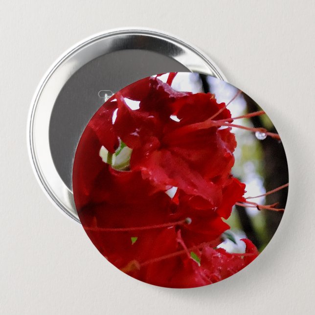 Red Azalea Flowers 10 Cm Round Badge (Front & Back)