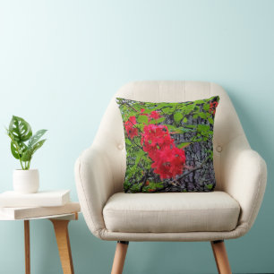 Red Azalea Flowers Cushion