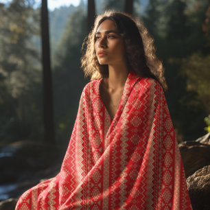 Red aztec pattern   beach towel