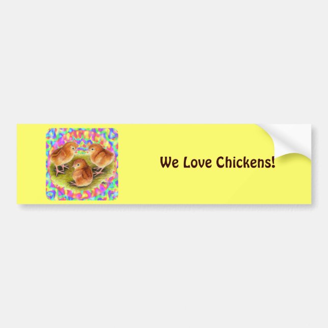 Red  Baby Chicks Bumper Sticker (Front)