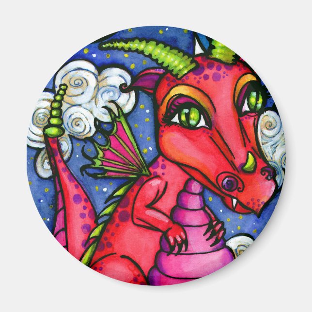 Red Baby Dragon Super Cute Magnet (Front)