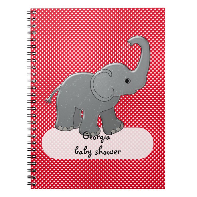 red baby elephant spiral notebook (Front)