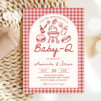 Red Baby Q Backyard BBQ Baby Shower Invitation