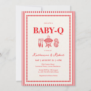 Red Baby-Q BBQ Baby Shower Invitation