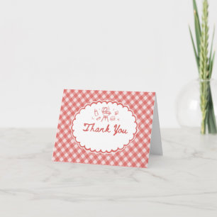 Red Baby-Q BBQ Barbecue Baby Shower Thank You Card