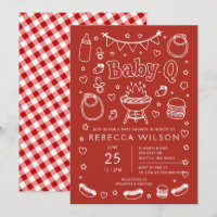 Red Baby Q Bbq Grill Baby Shower 