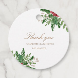 Red Baby Shower Round Tag