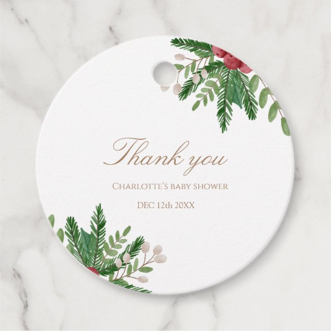 Red Baby Shower Round Tag (Front)