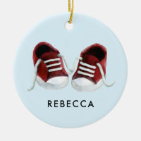 Red Baby Sneakers Ornament, Christmas Gift Tag
