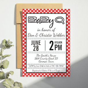 Red BabyQ BBQ Baby Shower Invitation