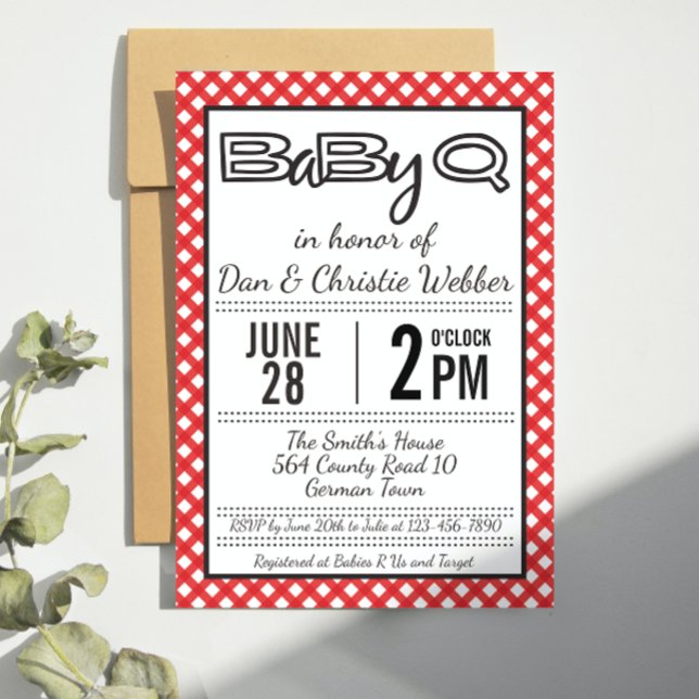 Red BabyQ BBQ Baby Shower Invitation (Creator Uploaded)