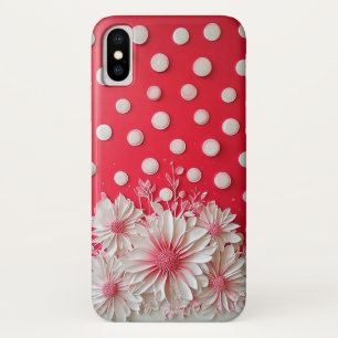 Red Background and Polka Dot Pattern Case-Mate iPhone Case