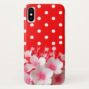 Red Background and Polka Dot Pattern Case-Mate iPhone Case
