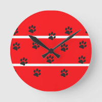 Red background black cat paws