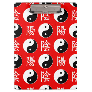 Red Background Chinese Yinyang Pattern Clipboard