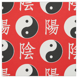 Red Background Chinese Yinyang Pattern Fabric