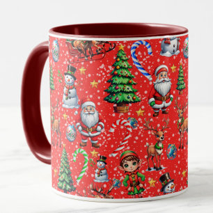 Red Background Christmas Decorative Pattern Mug