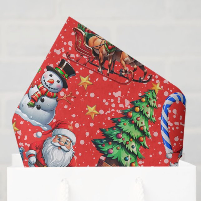 Red Background Christmas Decorative Pattern Tissue Paper (Creator Uploaded)