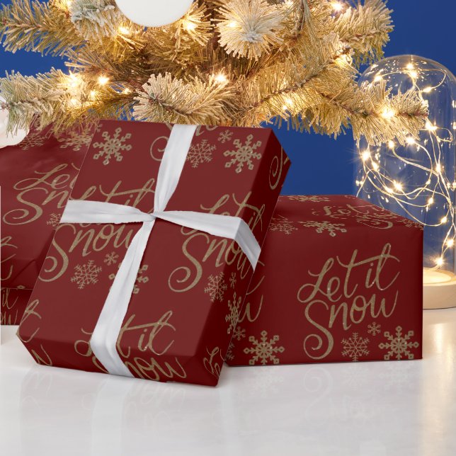 Red background gold letters wrapping paper (Holidays)