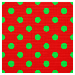 Red Background Green Polka Dots Design  Fabric