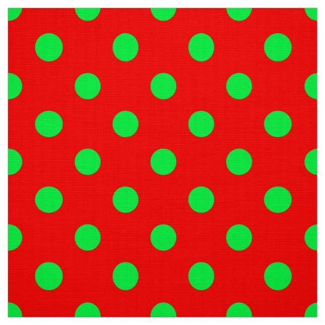 Red Background Green Polka Dots Design  Fabric (Swatch)
