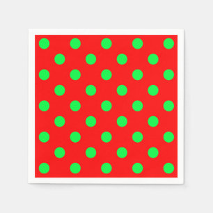 Red Background Green Polka Dots Design  Napkin