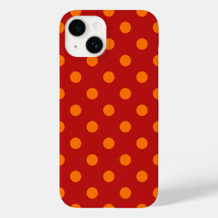 Red Background Orange Polka Dots Design Case-Mate iPhone 14 Case