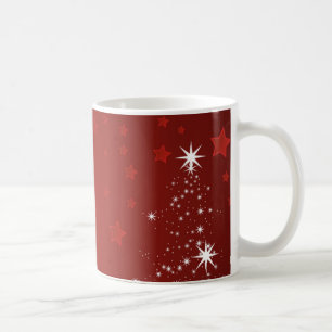 Red Background with Starry Christmas Tree Coffee Mug