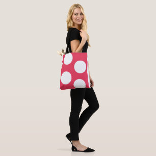 Red Background with White Circles. Polka Dot Tote Bag