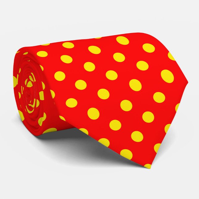 Red Background Yellow Polka Dots Design  Tie (Creator Uploaded)