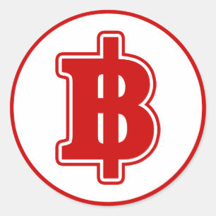 RED BAHT SIGN ฿ Thai Money Currency ฿ Classic Round Sticker