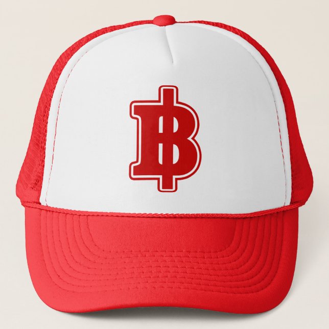 RED BAHT SIGN ฿ Thai Money Currency ฿ Trucker Hat (Front)