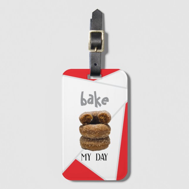 Red Bake My Day  Luggage Tag (Front Vertical)