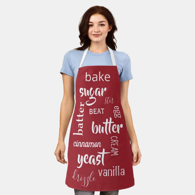 Red Baking Words Apron (Worn)