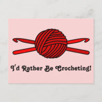 Red Ball of Yarn & Crochet Hooks (Red Background)