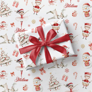 Red Ballerina Christmas Wrapping Paper Children 