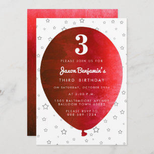 Red Balloon Birthday Party Invitation