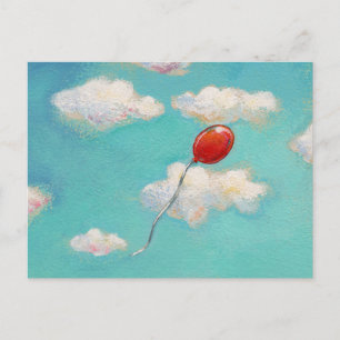 Red Balloon - blue sky beautiful day art Postcard