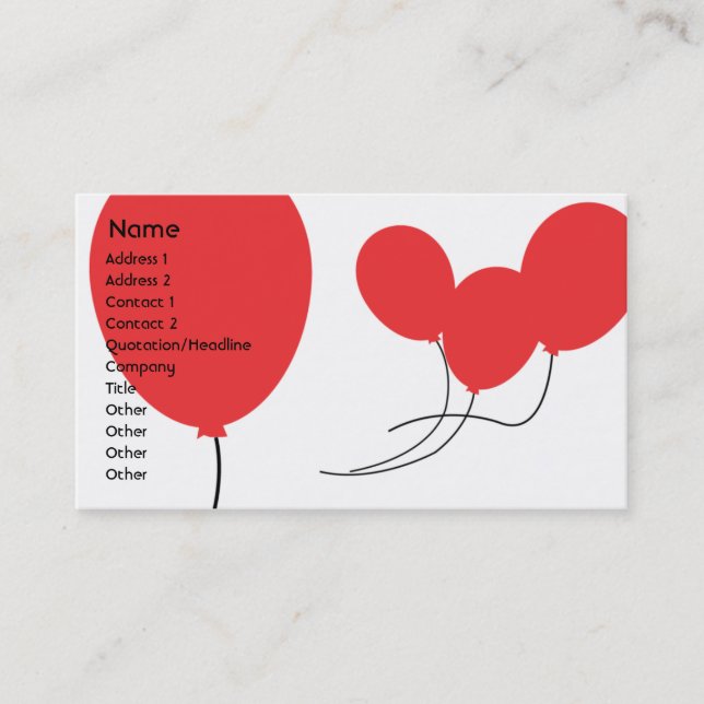 Red Balloons - Business Card (Front)